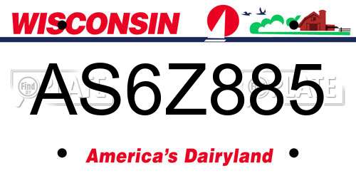 AS6Z885 Wisconsin License Plate