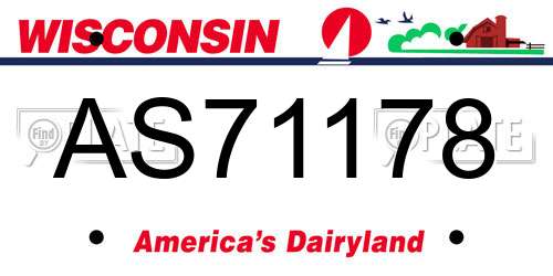 AS71178 Wisconsin License Plate
