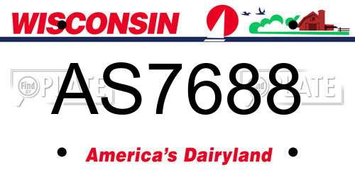 AS7688 Wisconsin License Plate