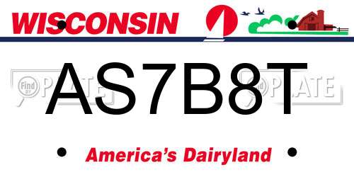 AS7B8T Wisconsin License Plate