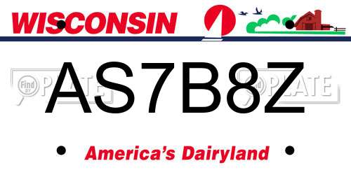AS7B8Z Wisconsin License Plate
