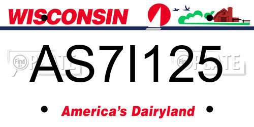 AS7I125 Wisconsin License Plate