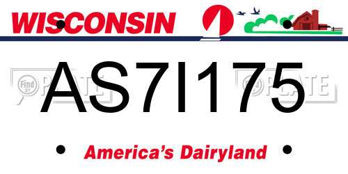 AS7I175 Wisconsin License Plate