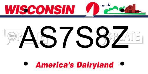 AS7S8Z Wisconsin License Plate