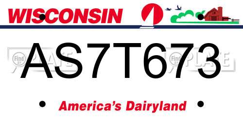 AS7T673 Wisconsin License Plate