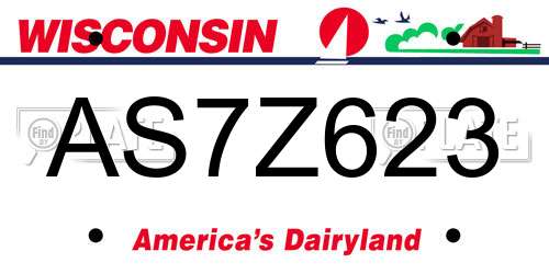 AS7Z623 Wisconsin License Plate