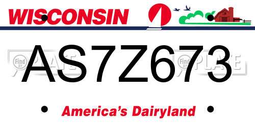 AS7Z673 Wisconsin License Plate