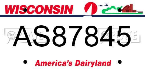 AS87845 Wisconsin License Plate