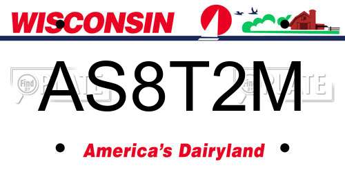 AS8T2M Wisconsin License Plate