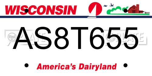 AS8T655 Wisconsin License Plate
