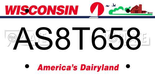 AS8T658 Wisconsin License Plate