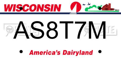 AS8T7M Wisconsin License Plate