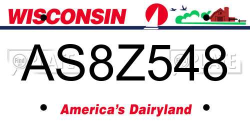 AS8Z548 Wisconsin License Plate