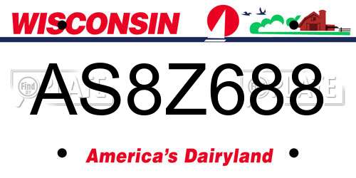 AS8Z688 Wisconsin License Plate