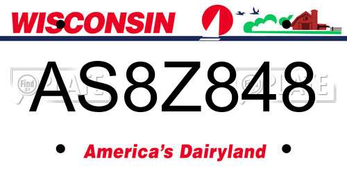 AS8Z848 Wisconsin License Plate