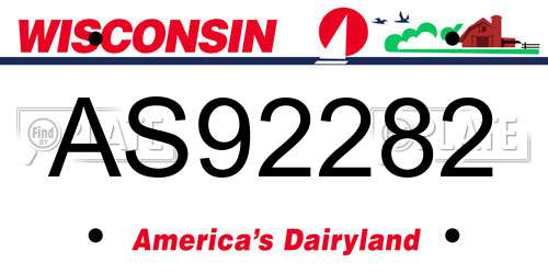 AS92282 Wisconsin License Plate