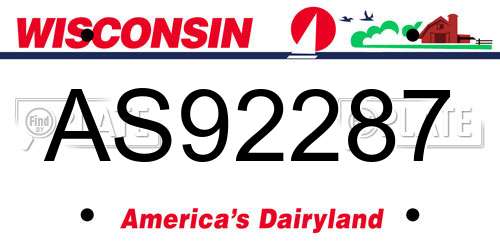 AS92287 Wisconsin License Plate