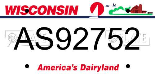 AS92752 Wisconsin License Plate