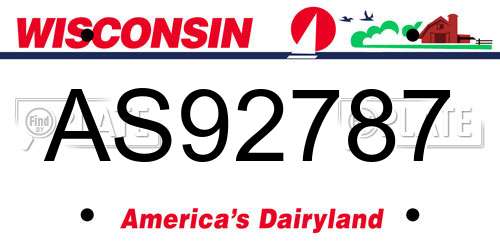 AS92787 Wisconsin License Plate