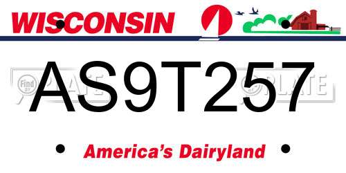 AS9T257 Wisconsin License Plate