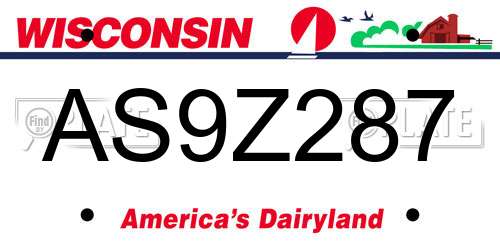 AS9Z287 Wisconsin License Plate