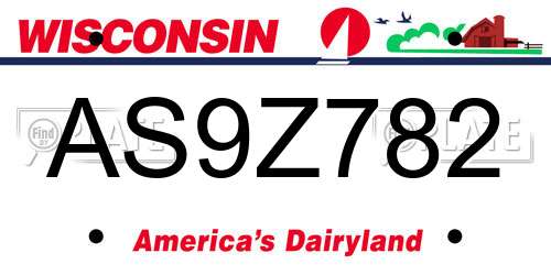 AS9Z782 Wisconsin License Plate