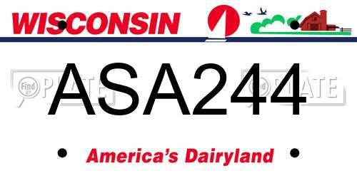 ASA244 Wisconsin License Plate