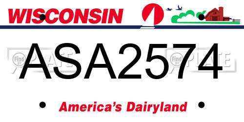 ASA2574 Wisconsin License Plate
