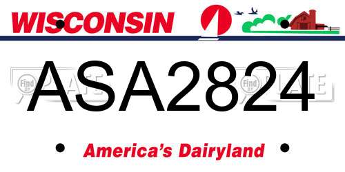 ASA2824 Wisconsin License Plate