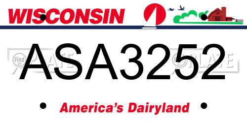 ASA3252 Wisconsin License Plate