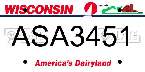 ASA3451 Wisconsin License Plate