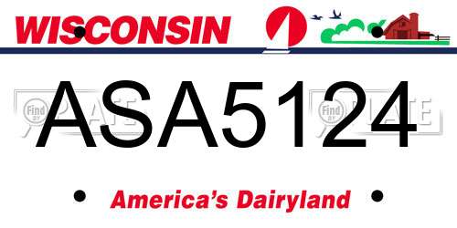 ASA5124 Wisconsin License Plate
