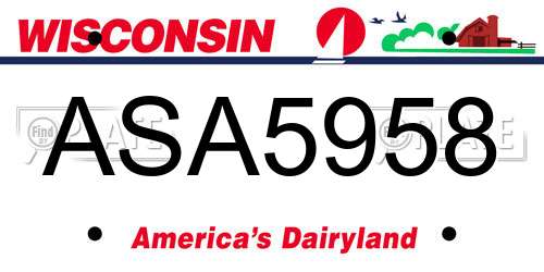ASA5958 Wisconsin License Plate
