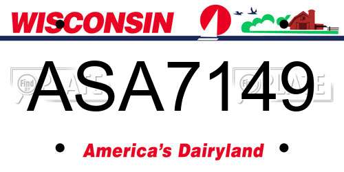 ASA7149 Wisconsin License Plate