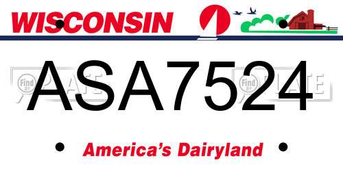 ASA7524 Wisconsin License Plate