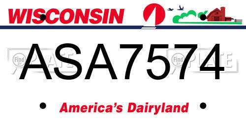 ASA7574 Wisconsin License Plate
