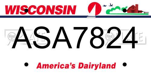 ASA7824 Wisconsin License Plate