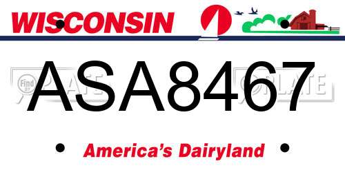 ASA8467 Wisconsin License Plate