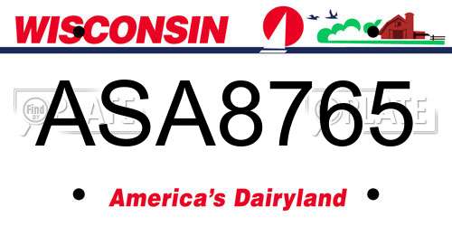 ASA8765 Wisconsin License Plate