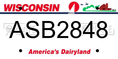 ASB2848 Wisconsin License Plate