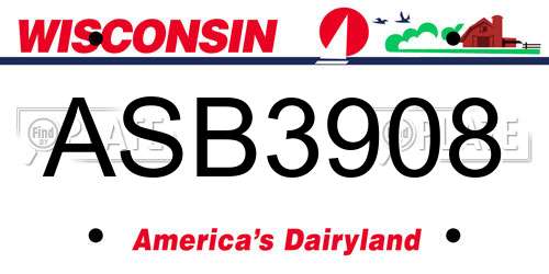ASB3908 Wisconsin License Plate