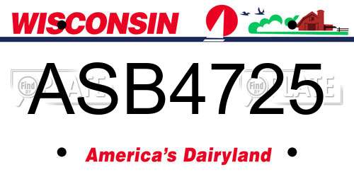 ASB4725 Wisconsin License Plate