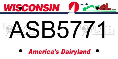 ASB5771 Wisconsin License Plate