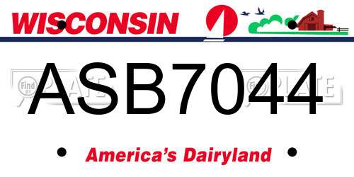 ASB7044 Wisconsin License Plate