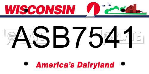 ASB7541 Wisconsin License Plate