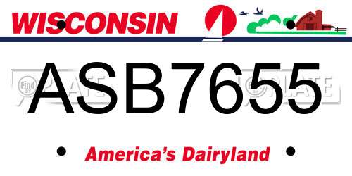 ASB7655 Wisconsin License Plate