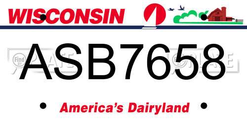 ASB7658 Wisconsin License Plate