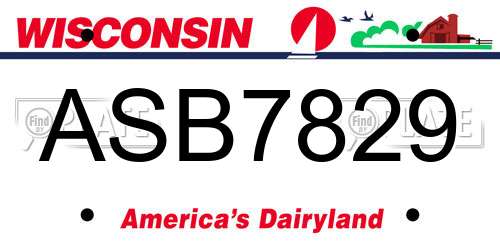 ASB7829 Wisconsin License Plate