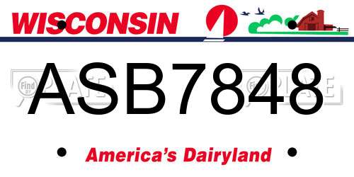ASB7848 Wisconsin License Plate