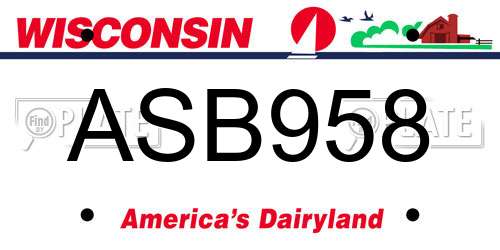 ASB958 Wisconsin License Plate